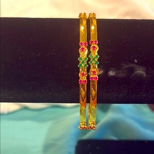 Elegant Gold and Multicolor Bangles